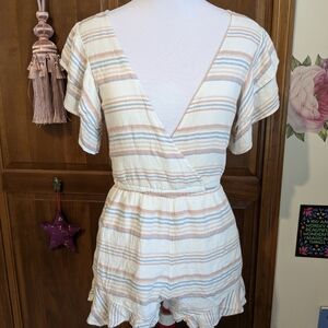 American Eagle Outfitters Striped V-Neck Romper